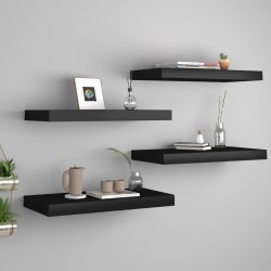 vidaXL Estantes flotantes de pared 4 uds negro MDF 50x23x3,8 cm