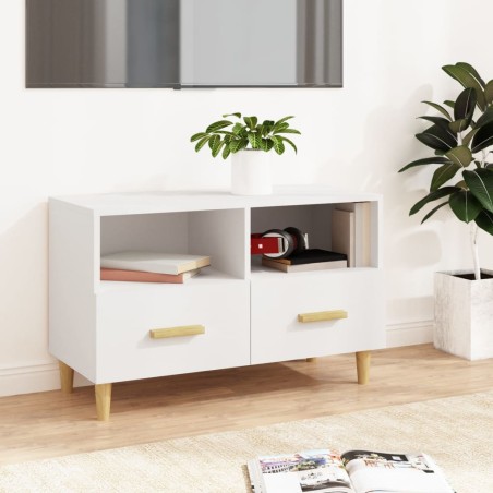 vidaXL Mueble para TV madera contrachapada blanco 80x36x50 cm