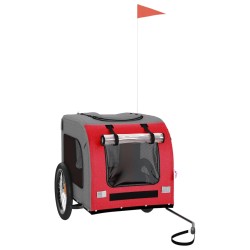 vidaXL Remolque de bicicleta mascotas hierro tela Oxford rojo gris