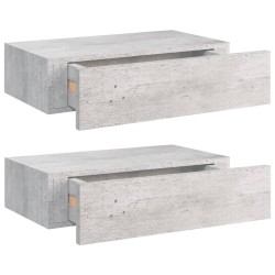 vidaXL Estante de pared con cajón 2 uds MDF gris hormigón 40x23,5x10cm