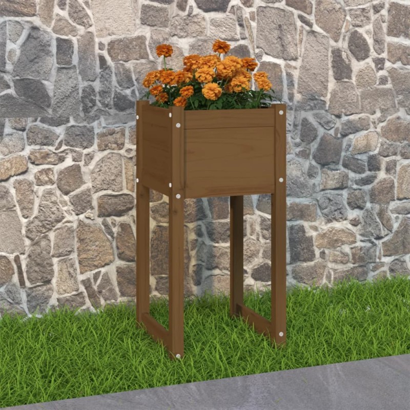 vidaXL Jardinera madera maciza de pino marrón miel 40x40x81 cm vidaXL Jardinera madera maciza de pino marrón miel 40x40x81 cm
