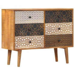 vidaXL Aparador con estampado madera maciza de mango 90x30x70 cm
