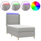 vidaXL Cama box spring colchón y luces LED tela gris claro 90x190 cm vidaXL Cama box spring colchón y luces LED tela gris claro 90x190 cm