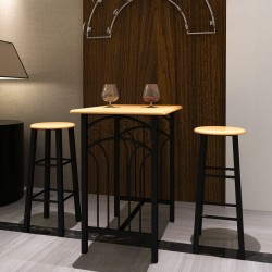 vidaXL Set mesa de desayuno/comedor madera marrón con acero negro 