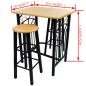 vidaXL Set mesa de desayuno/comedor madera marrón con acero negro vidaXL Set mesa de desayuno/comedor madera marrón con acero negro