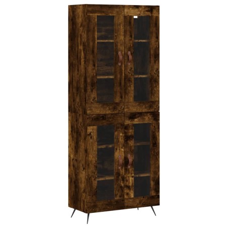 vidaXL Aparador alto madera contrachapada roble ahumado 69,5x34x180 cm