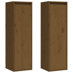 vidaXL Armario de pared 2 uds madera de pino marrón miel 30x30x100 cm