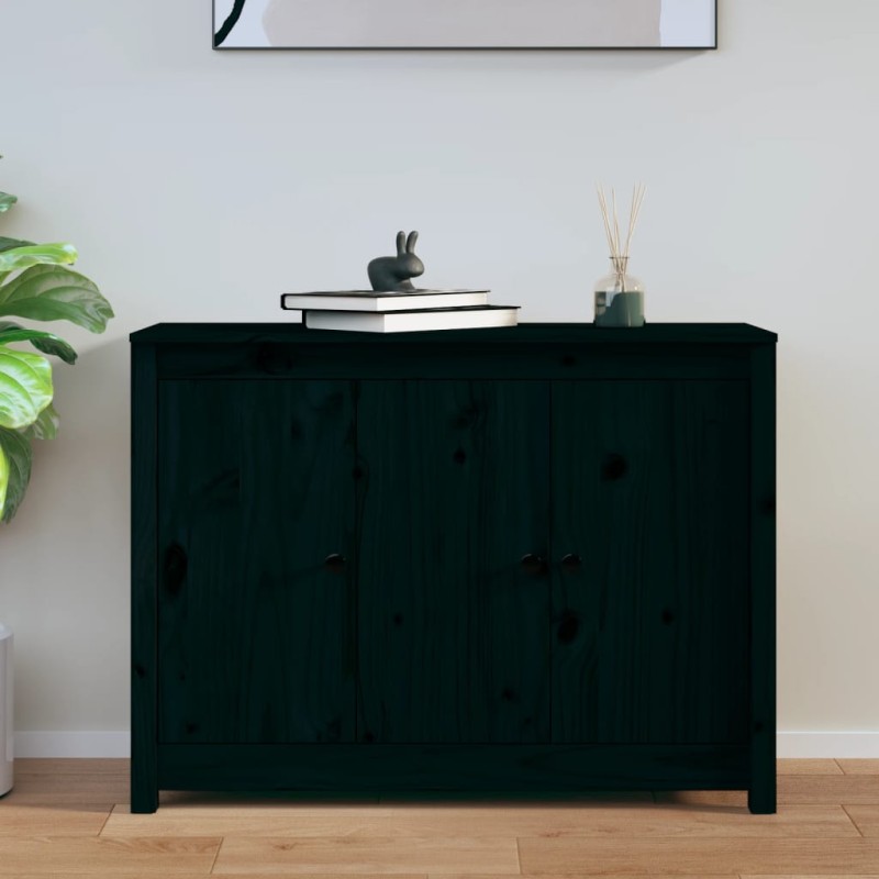 vidaXL Aparador de madera maciza de pino negro 100x35x74 cm vidaXL Aparador de madera maciza de pino negro 100x35x74 cm