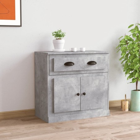 vidaXL Aparador de madera contrachapada gris hormigón 70x35,5x67,5 cm