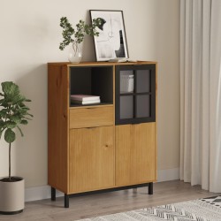 vidaXL Aparador alto con puerta vidrio FLAM madera pino 92x40x122,5 cm