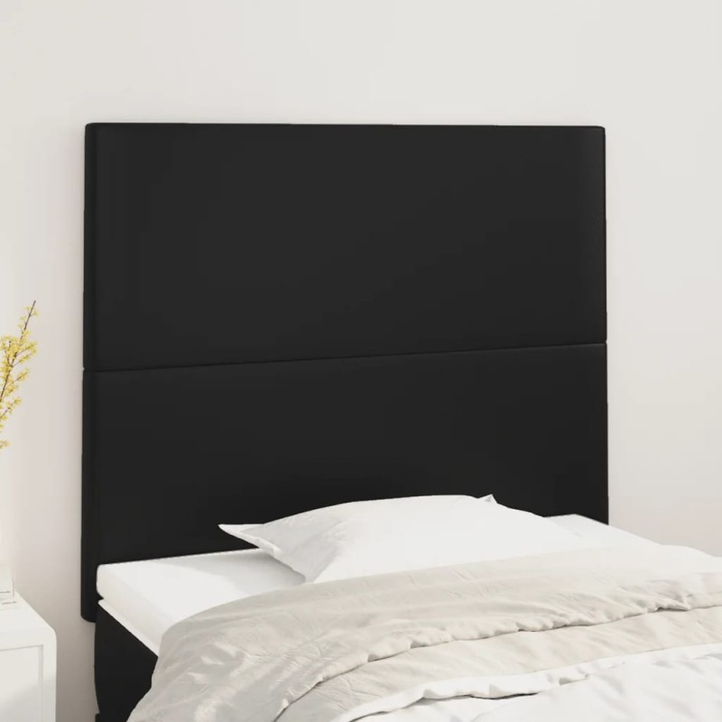 vidaXL Cabeceros 2 unidades de cuero sintético negro 90x5x78/88 cm