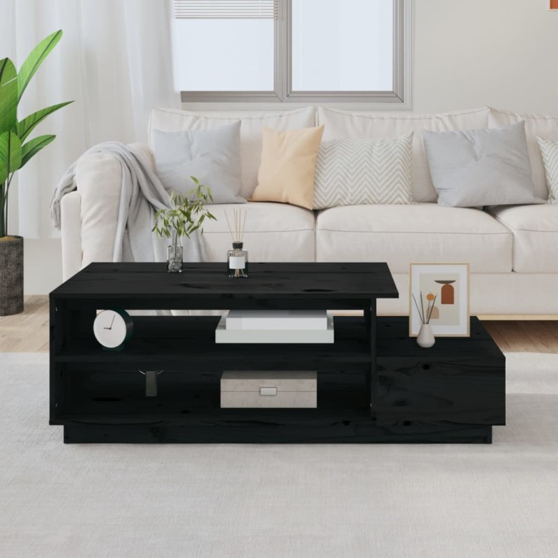 vidaXL Mesa de centro madera maciza de pino negro 120x50x40,5 cm vidaXL Mesa de centro madera maciza de pino negro 120x50x40,5 cm