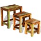 vidaXL Set de 3 mesitas apilables vintage de madera maciza reciclada vidaXL Set de 3 mesitas apilables vintage de madera maciza reciclada