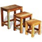 vidaXL Set de 3 mesitas apilables vintage de madera maciza reciclada vidaXL Set de 3 mesitas apilables vintage de madera maciza reciclada