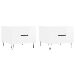 vidaXL Mesa de centro 2 uds madera ingeniería blanco brillo 50x50x40cm