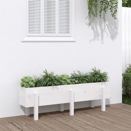 vidaXL Arriate elevado de jardín madera maciza pino blanco 121x30x38cm