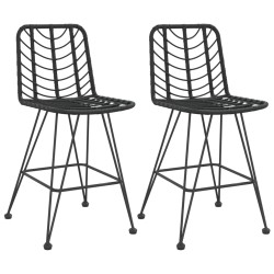 vidaXL Taburetes de cocina 2 uds ratán PE y acero negro 45x56x103,5 cm