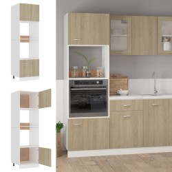 vidaXL Armario de microondas contrachapada color roble 60x57x207 cm