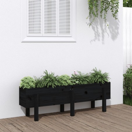 vidaXL Arriate elevado de jardín madera maciza pino negro 121x30x38 cm