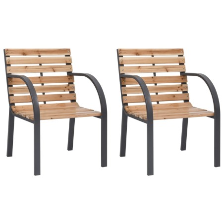 vidaXL Sillas de jardín 2 unidades madera maciza de abeto