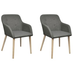 vidaXL Sillas de comedor 2 uds tela gris claro y madera maciza roble