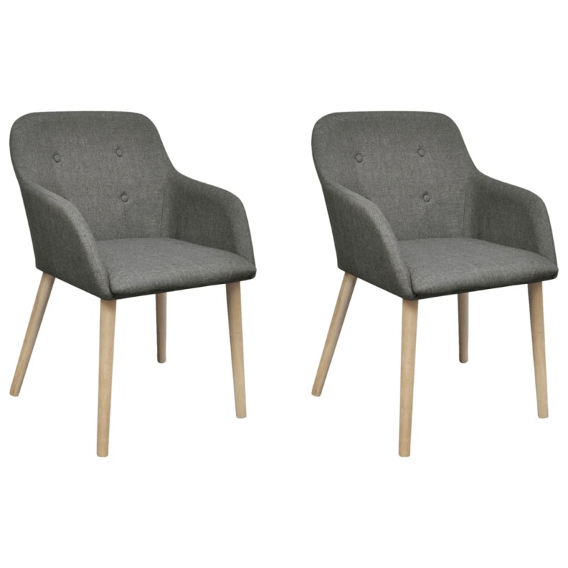 vidaXL Sillas de comedor 2 uds tela gris claro y madera maciza roble