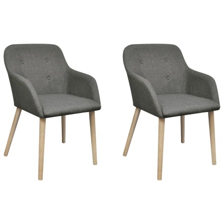 vidaXL Sillas de comedor 2 uds tela gris claro y madera maciza roble