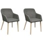 vidaXL Sillas de comedor 2 uds tela gris claro y madera maciza roble