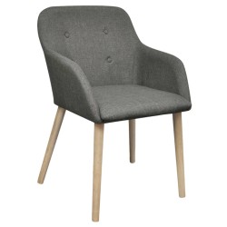 vidaXL Sillas de comedor 2 uds tela gris claro y madera maciza roble