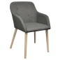 vidaXL Sillas de comedor 2 uds tela gris claro y madera maciza roble