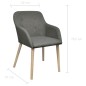 vidaXL Sillas de comedor 2 uds tela gris claro y madera maciza roble
