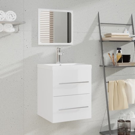 vidaXL Armario de baño con espejo blanco brillante 41x38,5x48 cm 