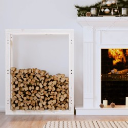 vidaXL Estante para leña madera maciza de pino blanco 80x25x100 cm