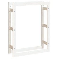 vidaXL Estante para leña madera maciza de pino blanco 80x25x100 cm