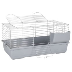 vidaXL Jaula de animales pequeños polipropileno metal gris 80x45x39 cm