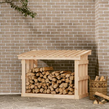 vidaXL Leñero de madera maciza de pino 108x64,5x77 cm