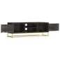 vidaXL Mueble de TV madera maciza de mango negro y dorado 120x30x40 cm