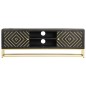 vidaXL Mueble de TV madera maciza de mango negro y dorado 120x30x40 cm
