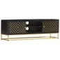 vidaXL Mueble de TV madera maciza de mango negro y dorado 120x30x40 cm