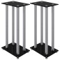 vidaXL Soportes altavoces 2 uds vidrio templado plata negro 4 pilares vidaXL Soportes altavoces 2 uds vidrio templado plata negro 4 pilares