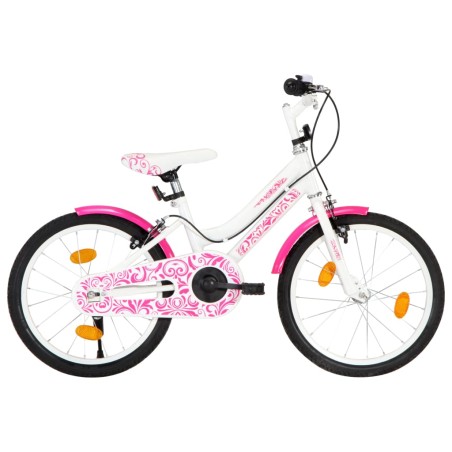 vidaXL Bicicleta para niños 18 pulgadas rosa y blanco