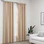 vidaXL Cortinas opacas con ganchos look de lino 2 pzas beige 140x245cm vidaXL Cortinas opacas con ganchos look de lino 2 pzas beige 140x245cm