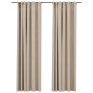 vidaXL Cortinas opacas con ganchos look de lino 2 pzas beige 140x245cm vidaXL Cortinas opacas con ganchos look de lino 2 pzas beige 140x245cm
