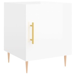vidaXL Mesita de noche madera de ingeniería blanco brillo 40x40x50 cm