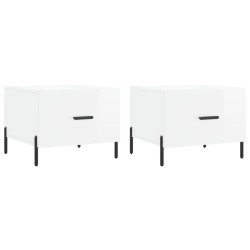 vidaXL Mesa de centro 2 uds madera ingeniería blanco brillo 50x50x40cm