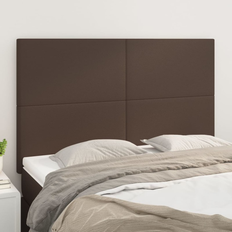 vidaXL Cabeceros 4 unidades cuero sintético marrón 72x5x78/88 cm vidaXL Cabeceros 4 unidades cuero sintético marrón 72x5x78/88 cm