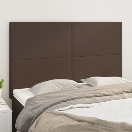 vidaXL Cabeceros 4 unidades cuero sintético marrón 72x5x78/88 cm
