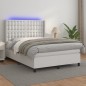 vidaXL Cama box spring colchón y LED cuero sintético blanco 140x200 cm vidaXL Cama box spring colchón y LED cuero sintético blanco 140x200 cm