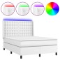 vidaXL Cama box spring colchón y LED cuero sintético blanco 140x200 cm vidaXL Cama box spring colchón y LED cuero sintético blanco 140x200 cm