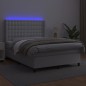 vidaXL Cama box spring colchón y LED cuero sintético blanco 140x200 cm vidaXL Cama box spring colchón y LED cuero sintético blanco 140x200 cm
